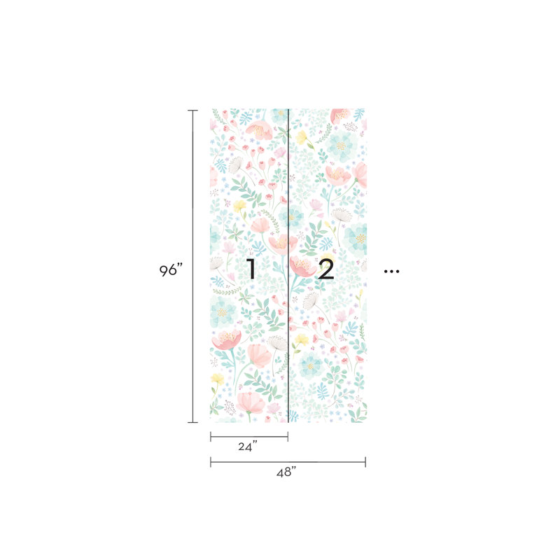 Panneau de papier peint texturé Lima Whimsy, L 96 po x l 48 po, Corail / menthe