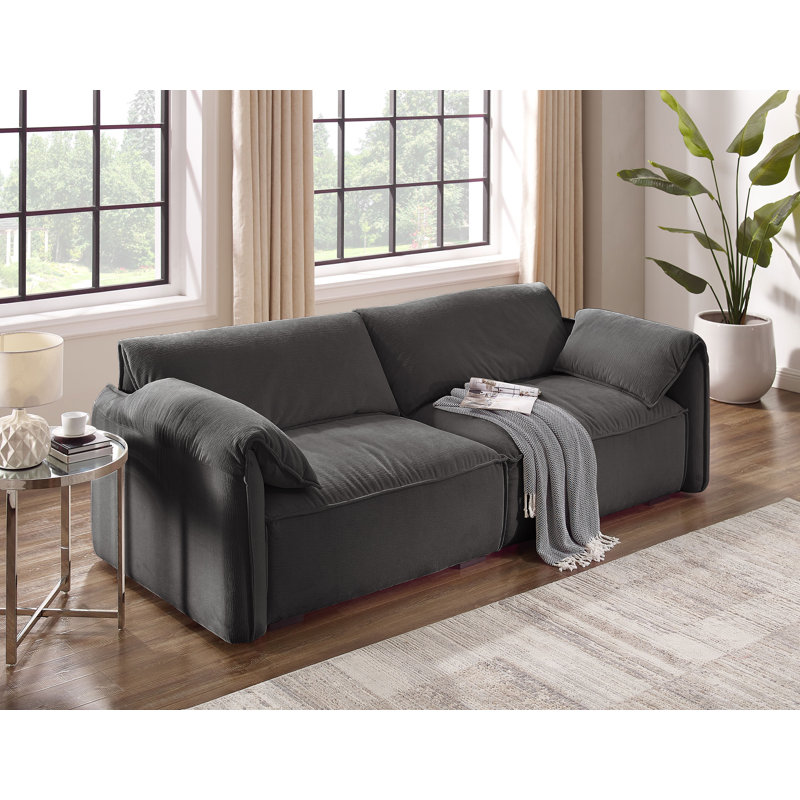 Ericia Upholstered 88.6'' Sofa, Dark Gray 100% Polyester