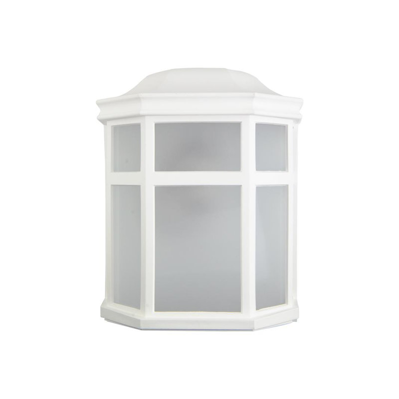 Sedona Wide Wall Mount Outdoor Security Sconce with Frosted Acrylic Lens, Dusk-to-Dawn & Motion Sensor, White