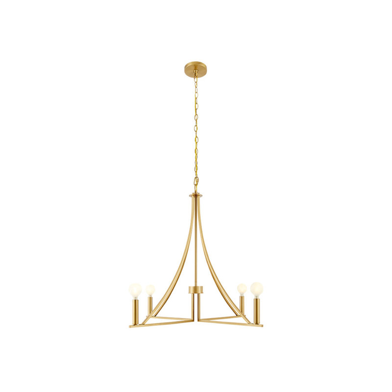 Lustre 4 lumières Meridian en laiton naturel, Laiton naturel