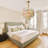 5-Light French Colored Glass Chandelier, 22-Piece Artistic Glass Pendant Light with Tri-Color Dimmable Bulbs