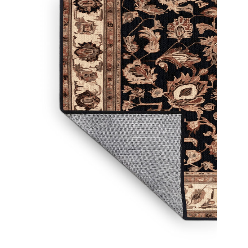 Machine Washable Persian Brown Area Rug, Round 7'