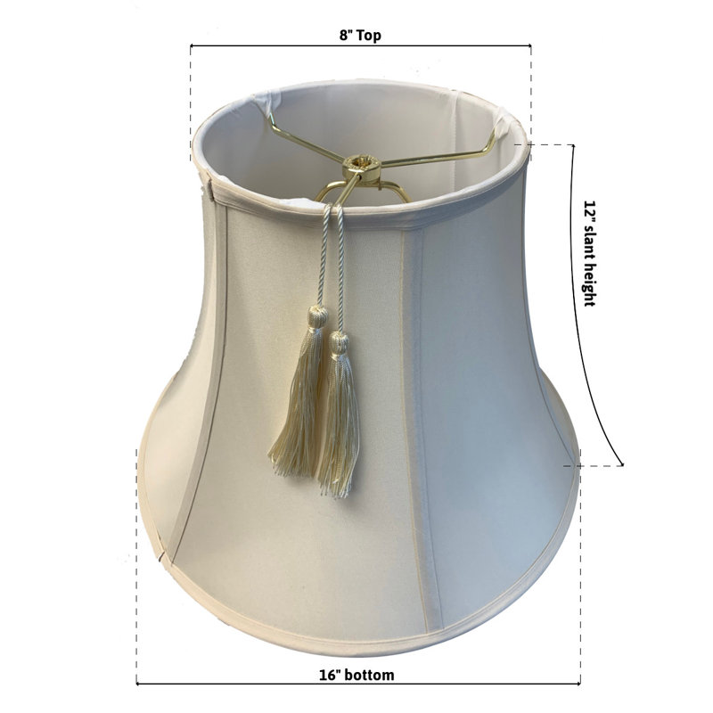 Eggshell Linen Bell Lamp Shade with Tassels, 12" Height
