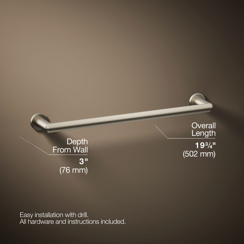 Components Towel Bar, Vibrant Brushed Nickel, 1.75" H x 3" L x 19.75" D