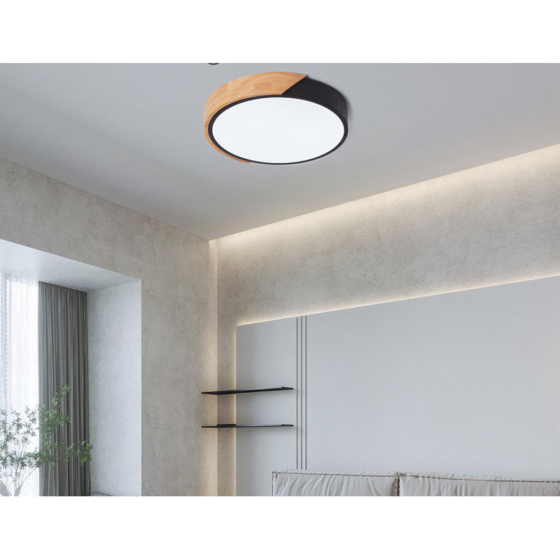 Demeshia LED Flush Mount, 6500K, Black