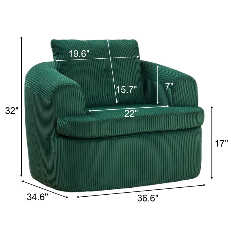 Cloud-Inspired Chenille Swivel Accent Chair, 360° Swivel Round Barrel Club Chair, Soft Cushioned Armchair for Living Room Bedroom Reading Nook, Green