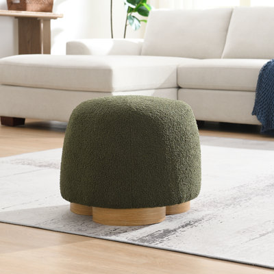 Round Upholstered Ottoman, Footstool For Bedroom, Entryway