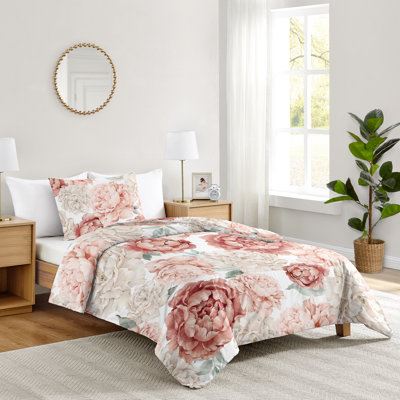Peony Floral Garden Pink and Ivory Twin Comforter Set by Sweet Jojo Designs