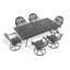 Ensemble de salle à manger 7 pièces en fonte d'aluminium toutes saisons, comprenant 6 chaises pivotantes et une table rectangulaire avec cadre noir-1993577239
