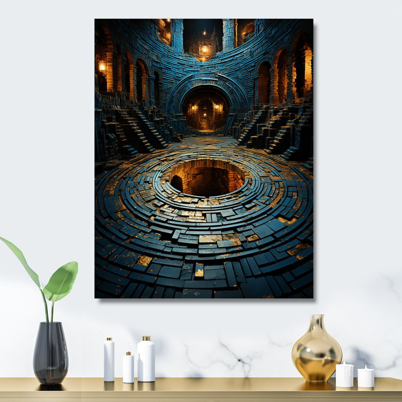 Ancienne pierre Maya Labyrinth II - labyrinthe en métal, art mural, H 20 po x l 12 po x P 1 po