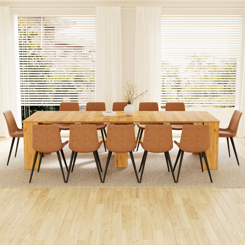 Ensemble de table de salle à manger Haakon 118 po avec chaises, console extensible avec rallonge, table de salle à manger, 2 à 12 places assises, table de salle à manger longue et pliante peu encombrante (table + 12 chaises)