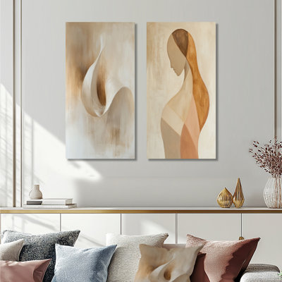 Courbes de la figure silencieuse I - Ensemble de 2 impressions sur toile abstraites