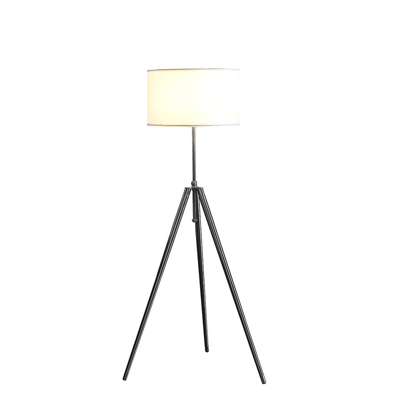 Lampe trépied réglable de 64 à 47 po Mid-Century en chrome / métal argenté, Argent argent