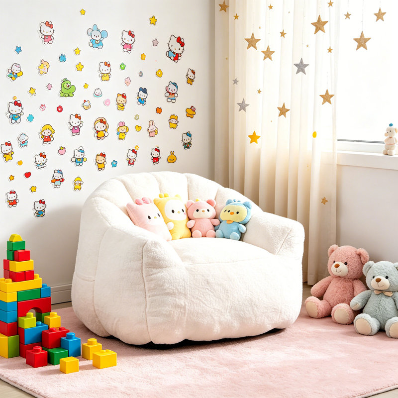 Pouf en mousse haute densité, canapé relax en fausse fourrure avec accoudoirs pour adultes, pour salon ou chambre à coucher