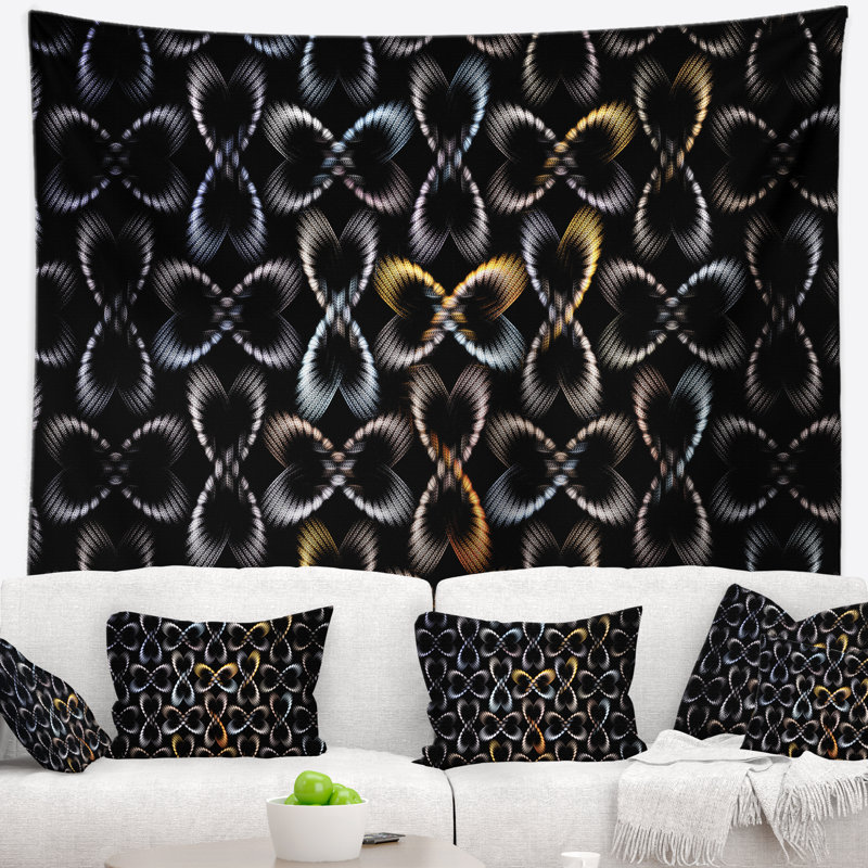 Motif abstrait de tapisserie papillons, H 78 po x l 92 po
