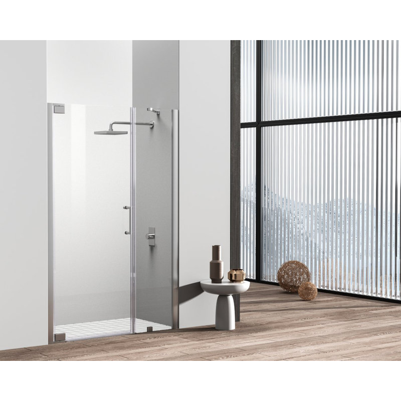 46.5" W x 72" H Pivot Frameless Shower Door, Chrome