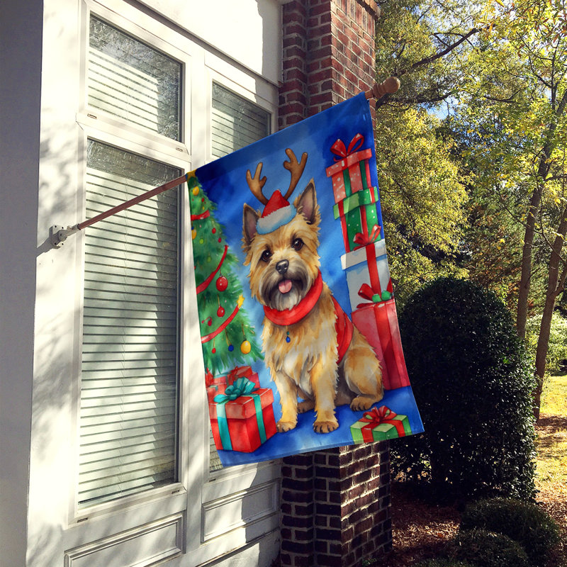 Drapeau de Noël maison de renne, Cairn terrier