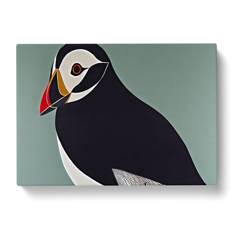 Peaceful Puffin Bird Abstract - Wrapped Canvas Print, 35cm H x 50cm W x 3cm D