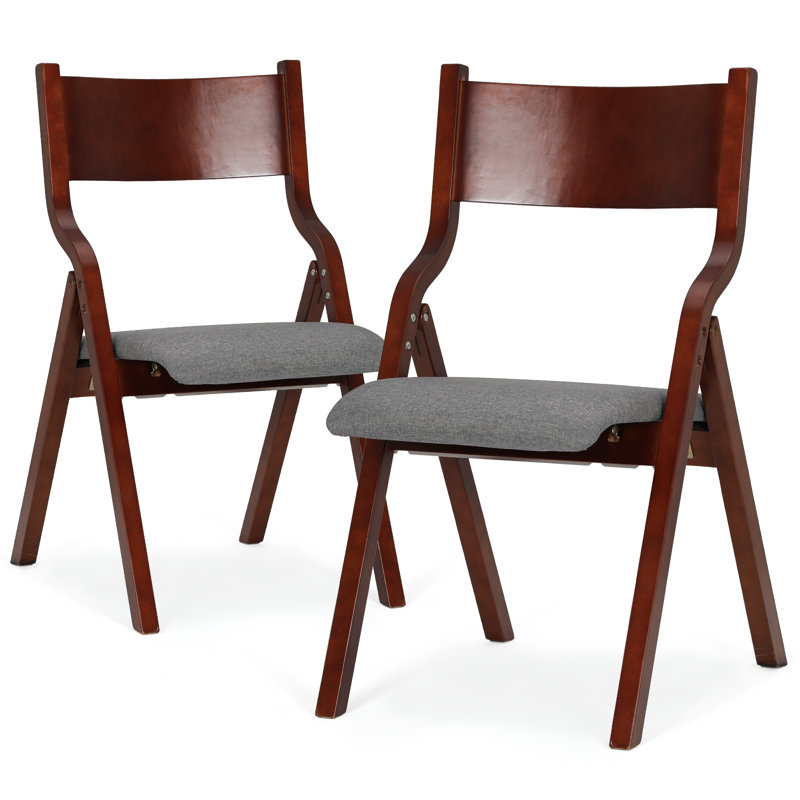 Nazifah Foldable Dining Chairs Bistro Chairs With Wooden Back And Padded Seats For Kitchen, Wedding, And Picnic, Beige
