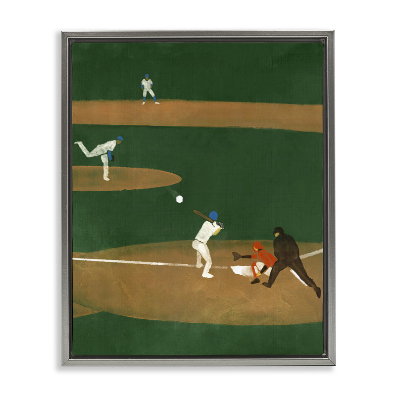 «Baseball Joueurs View» par Daphne Polselli, Cadre flottant gris lustré, H 21 po x l 17 po