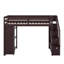 Lit mezzanine simple avec tiroirs de rangement, tablettes et escaliers-902962948