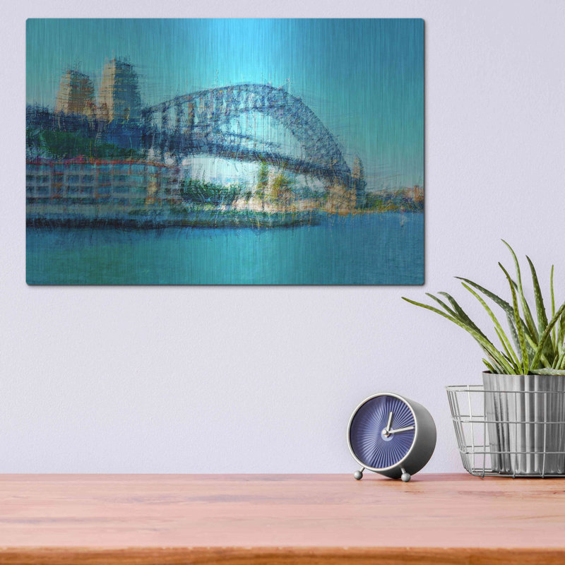 Sydney Harbour Bridge par David Manlove - peinture sans cadre, H 12 po x l 16 po x P 0,13 po
