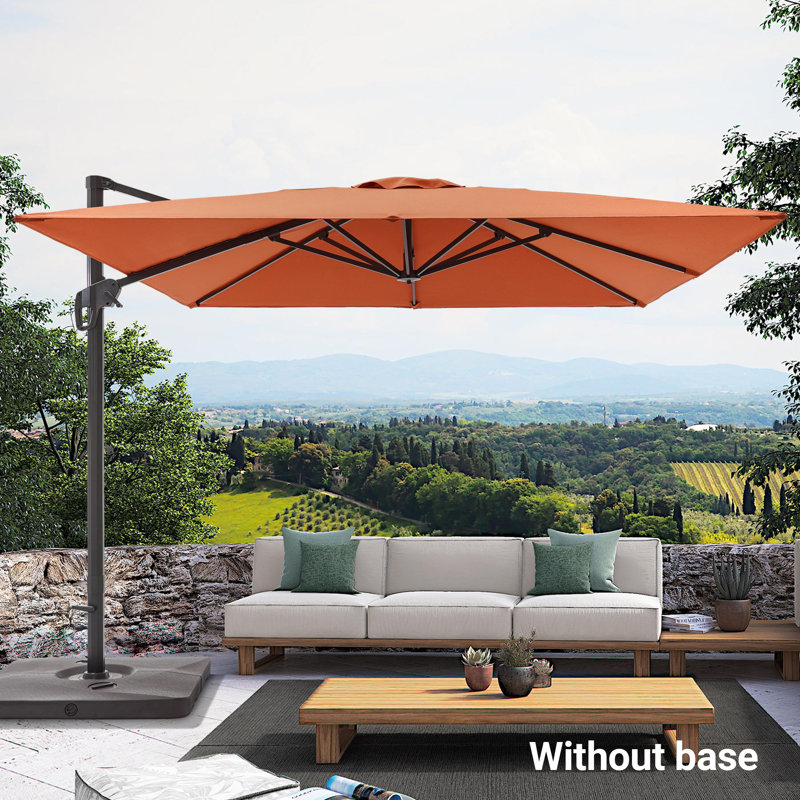 Parasol en porte-à-faux rectangulaire Sayhaan , Rouge rouille, H 106 po x l 138 po x P 138 po