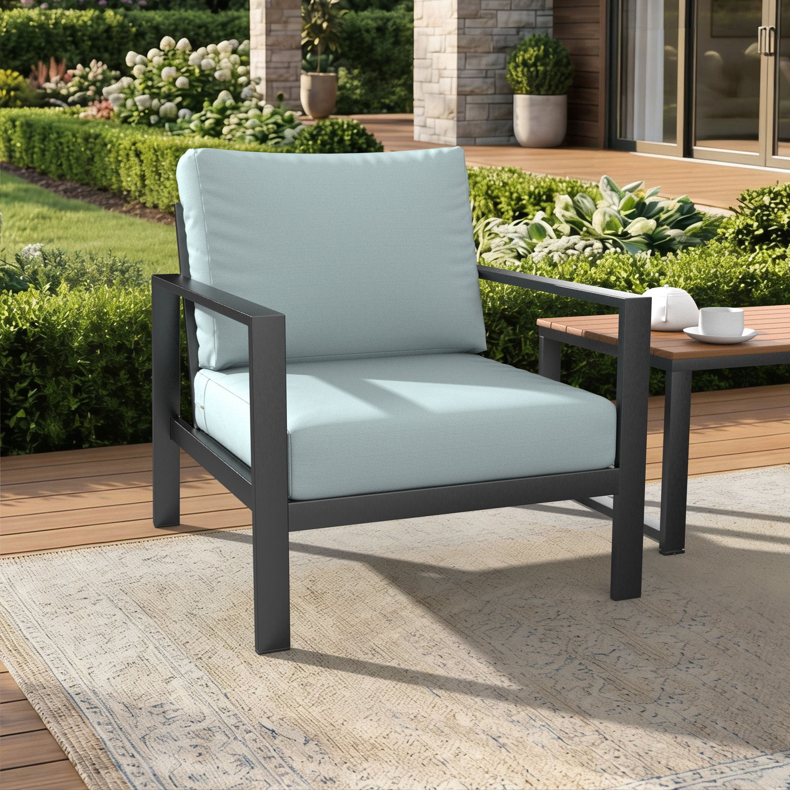 Amala Sunbrella® Seat and Back Cushion, 25" W x 25.5" D, Sunbrella® Bliss Dew
