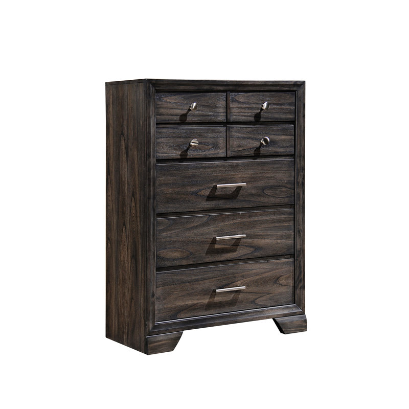 Commode contemporaine avec boutons en métal et tiroirs de rangement