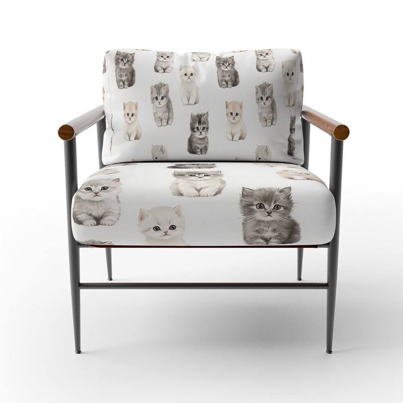 Chaise rembourrée Kids Kittens, Bras ronds bruns