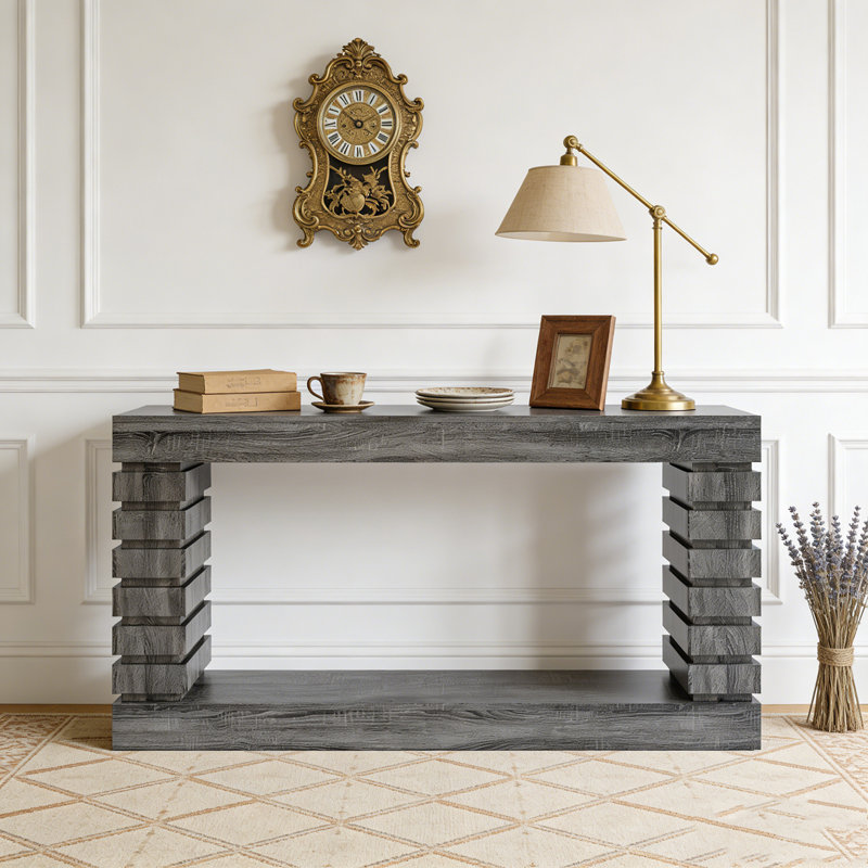 Wood Rectangular Sofa Table for Living Room, Gray