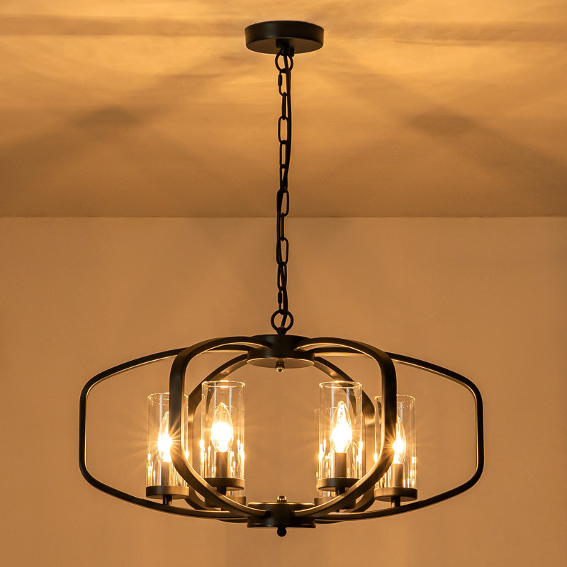 Lustre tambour à 6 lumières Heald, Noir, noir, noir, noir