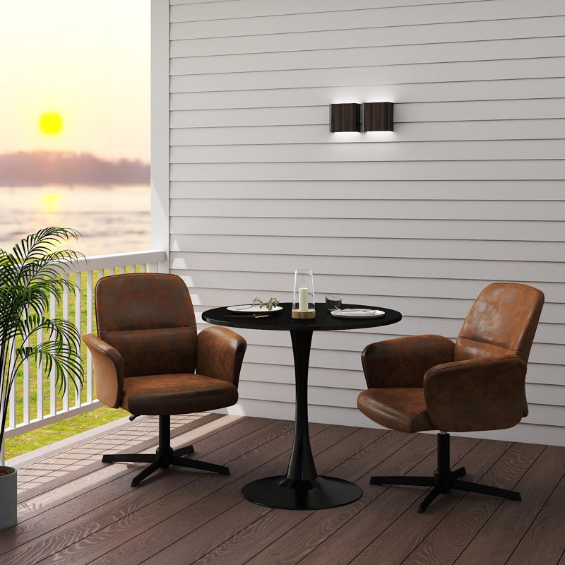 Ensemble de table et chaises d'extérieur modernes avec chaises pivotantes réglables Modern, Noir / brun