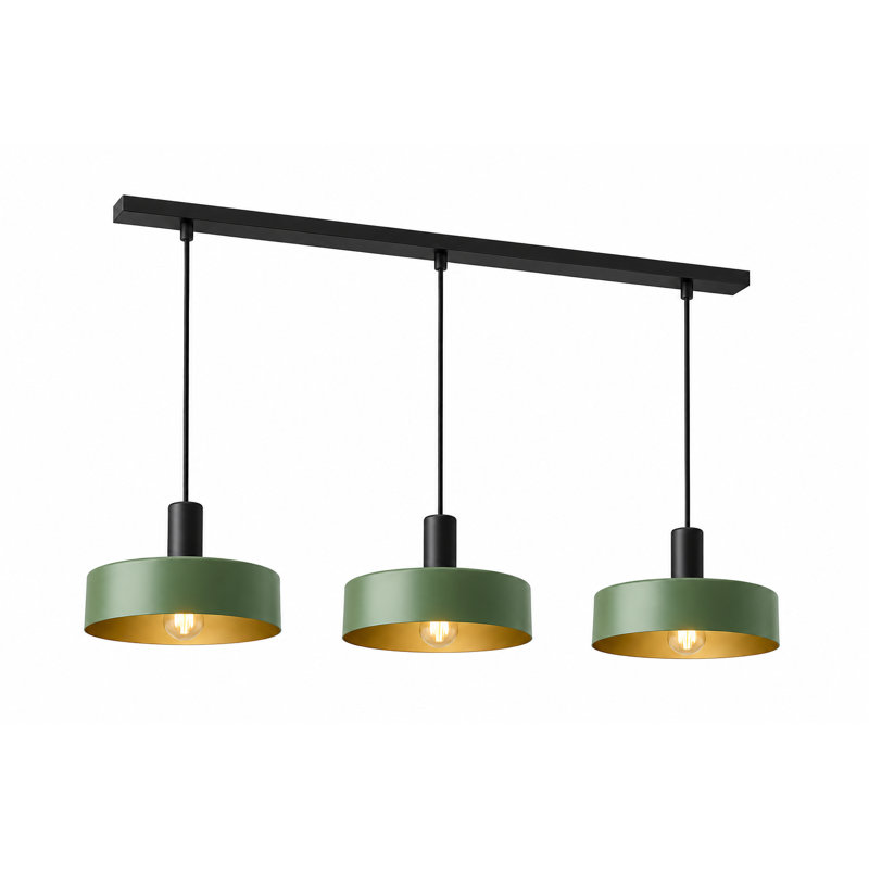 Bhayani 3 - Light Drum Pendant, Khaki Black, Green