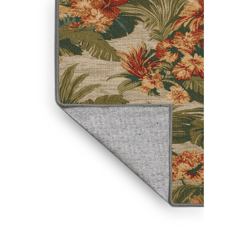  Tapis hawaïen lavable à motif de bouquets tropicaux, Rectangle de 5 pi x 8 pi