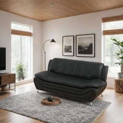 76.5' ' faux leather minimalist sofa