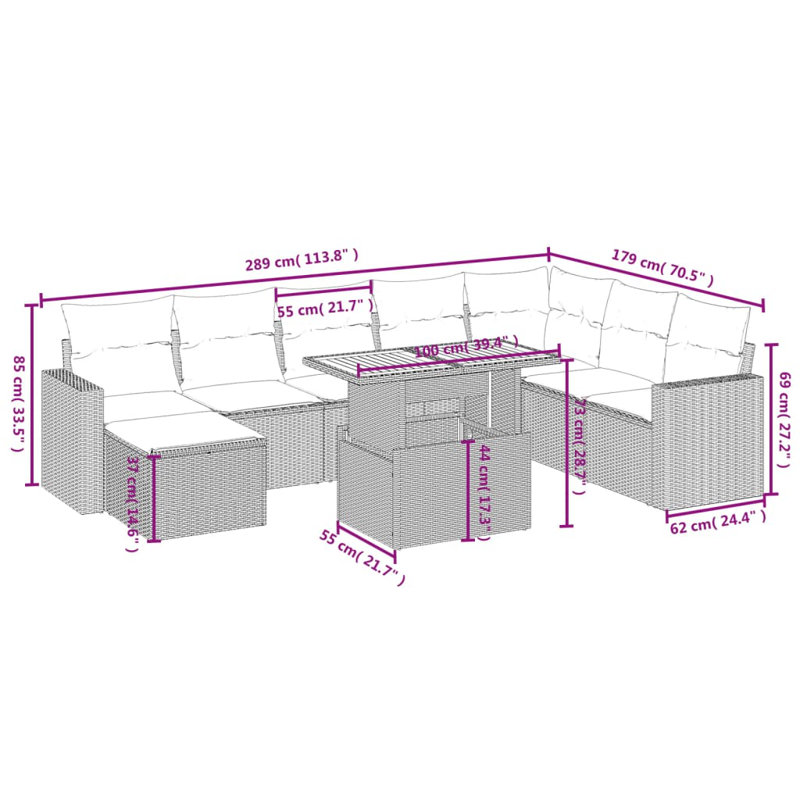 Ensemble de canapé de jardin Vidaxl beige