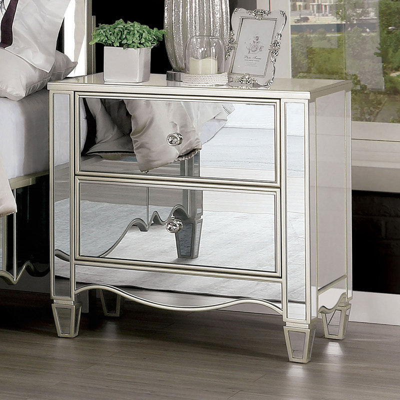 Glam 1Pc Mirror Nightstand