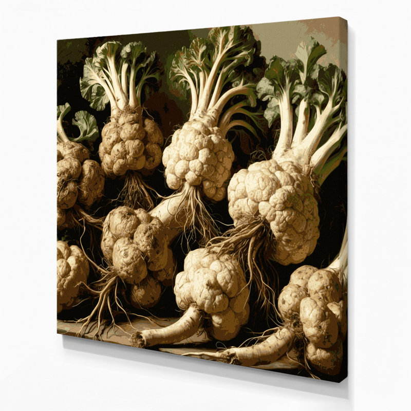 Légumes, art mural sur toile brun céleri-rave, H 8 po x l 8 po