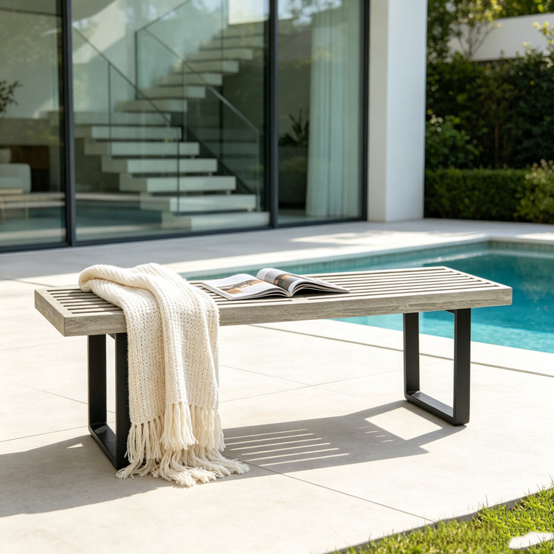 Banc de patio en bois d'acacia, Black+ Grey