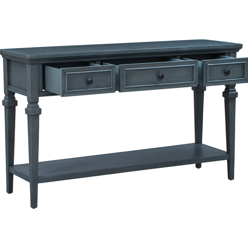 Console bleu marine avec construction classique et options de rangement de tiroir, Navy