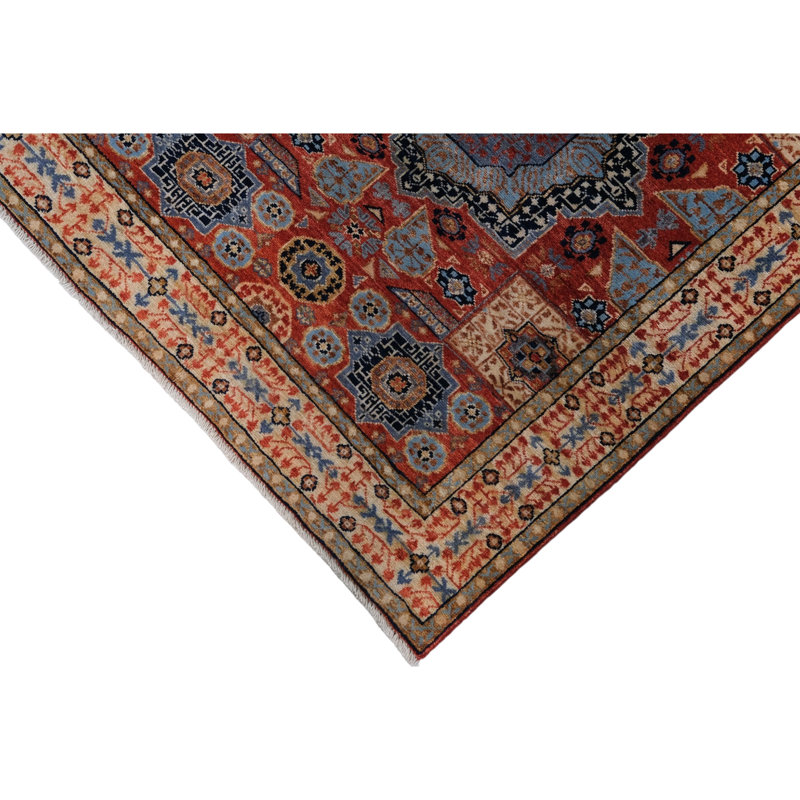 Tapis rouge et beige noué à la main de haute qualité