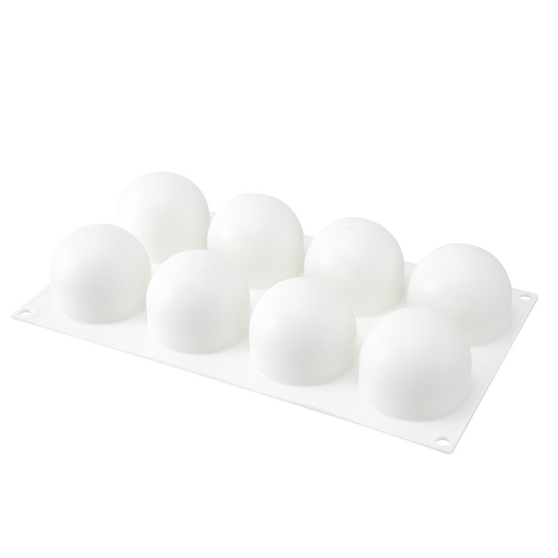 Moule à boules de 8 cavités, 10 moules à chocolat prêts à l'emploi - flexibles, congelables, moules de cuisson en silicone blanc, à dégagement facile, pour la fabrication de bonbons ou de chocolat