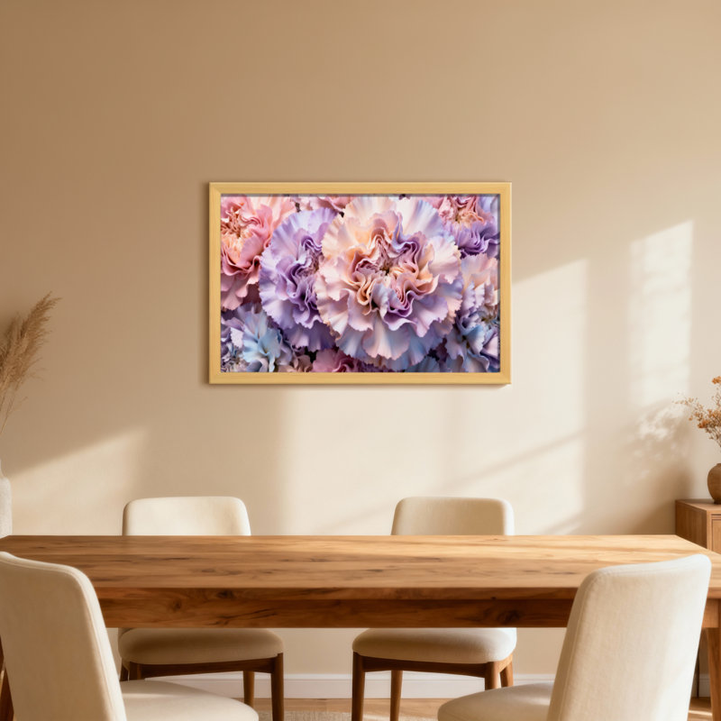 Plantes et fleurs, œillets pastel, impression de motifs floraux, H 20 po x l 30 po, Toile tendue, Ne s’applique pas