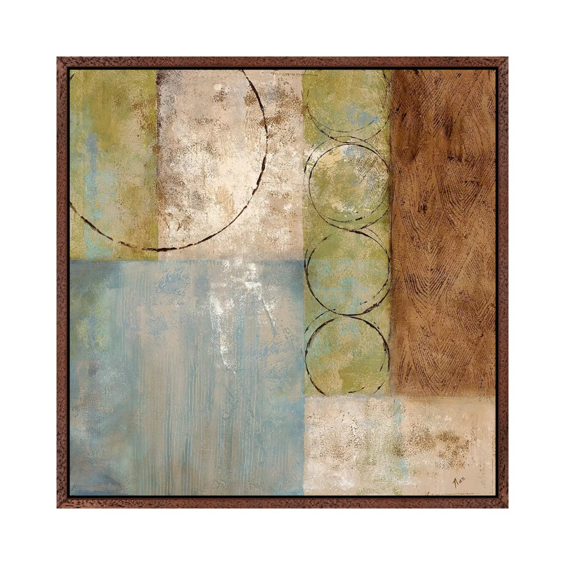 Going Green II by Nan - Painting on Canvas, 45.72 cm H x 45.72 cm W, Classic Brown Wood Framed
