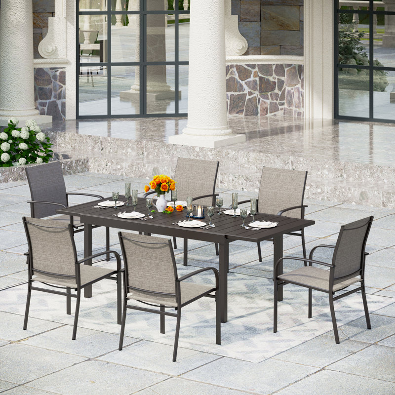 Emy 6-Person Patio Dining Set with Extendable Table