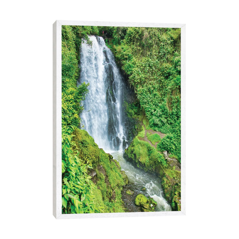 Jungle Waterfall by Mark Paulda - Print on Canvas, 66.04cm H x 45.72cm W x 3.81cm D, White Floater Framed