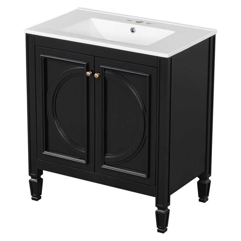 30" Bathroom Vanity with Sink, Black