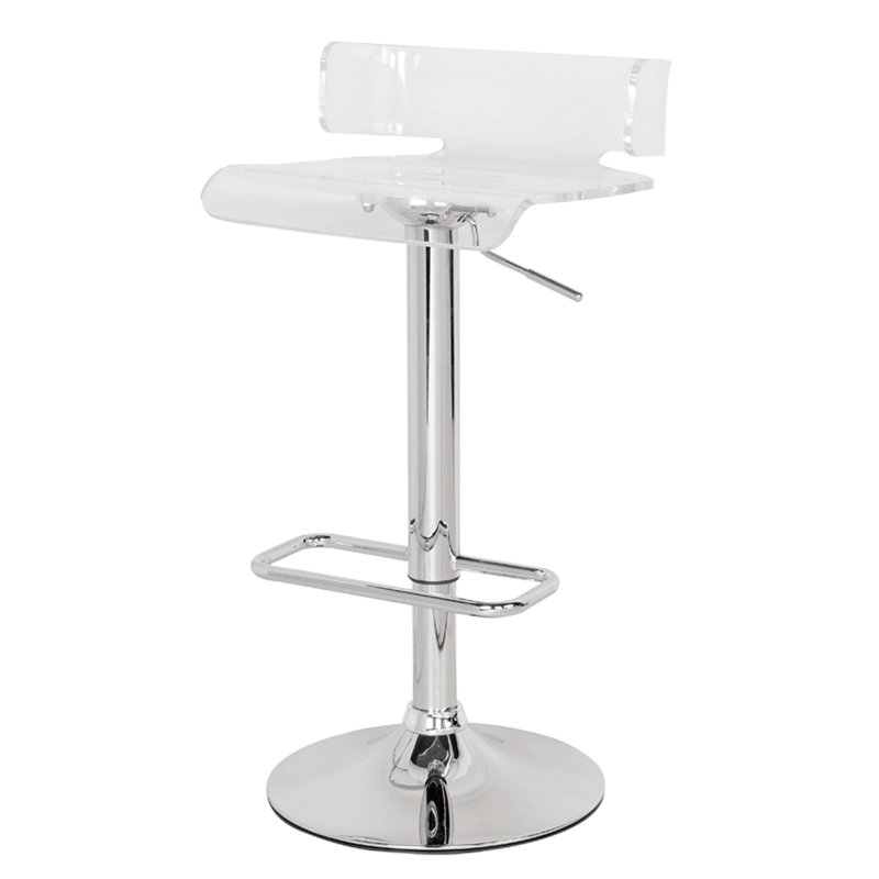 Tabouret réglable avec fonction pivotante et siège en acrylique transparent
