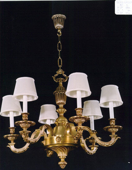 Cowie 6 - Light Shaded Chandelier, French Gold